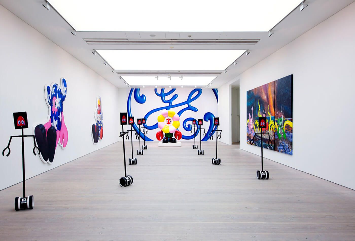Phillip colbert exhibition, white walls and colourful art 